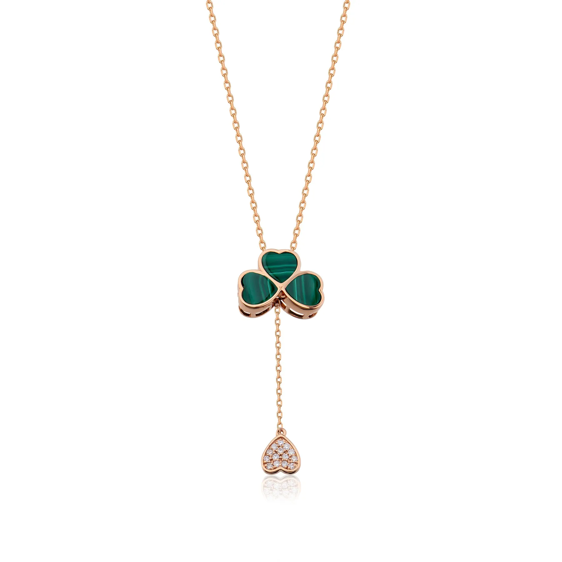 CLOVER HEART MALACHITE NECKLACE