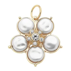 Coin Pearl Flower Charm in Ivory