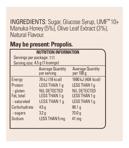 Comvita Lozenges Olive Leaf 500g