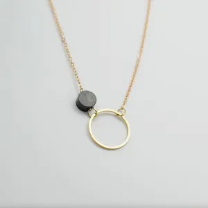Copper Bee Black & Brass Circle & Dot Necklace