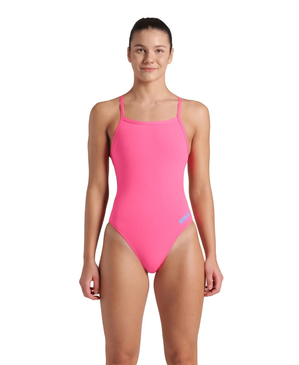COSTUME ARENA DONNA INTERO PISCINA CHALLENGE SOLID SPALLINA STRETTA SHOCKINK PINK