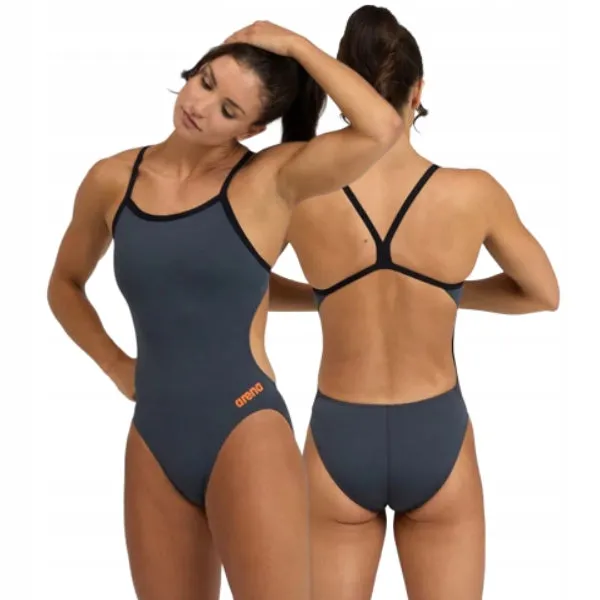 COSTUME ARENA DONNA INTERO PISCINA SOLID  SPALLINA STRETTA GRIGIO