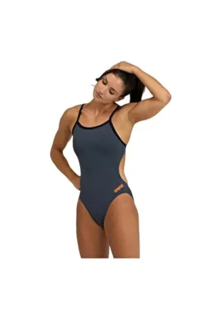 COSTUME ARENA DONNA INTERO PISCINA SOLID  SPALLINA STRETTA GRIGIO