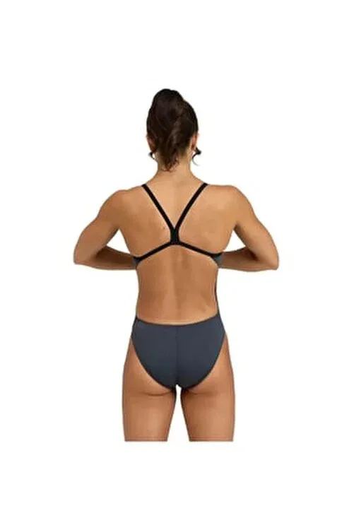 COSTUME ARENA DONNA INTERO PISCINA SOLID  SPALLINA STRETTA GRIGIO