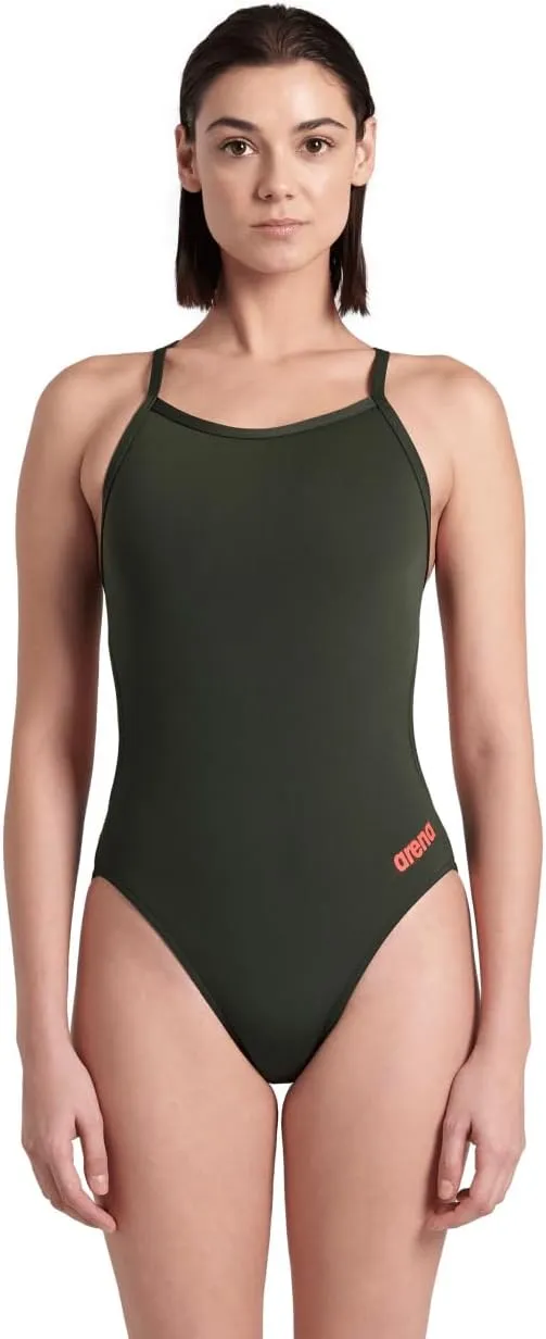 COSTUME ARENA DONNA INTERO PISCINA SWIMSUIT CHALLENGE SOLID SPALLINA STRETTA VERDE