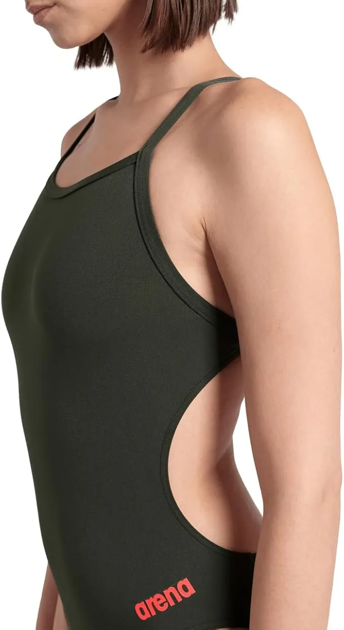 COSTUME ARENA DONNA INTERO PISCINA SWIMSUIT CHALLENGE SOLID SPALLINA STRETTA VERDE