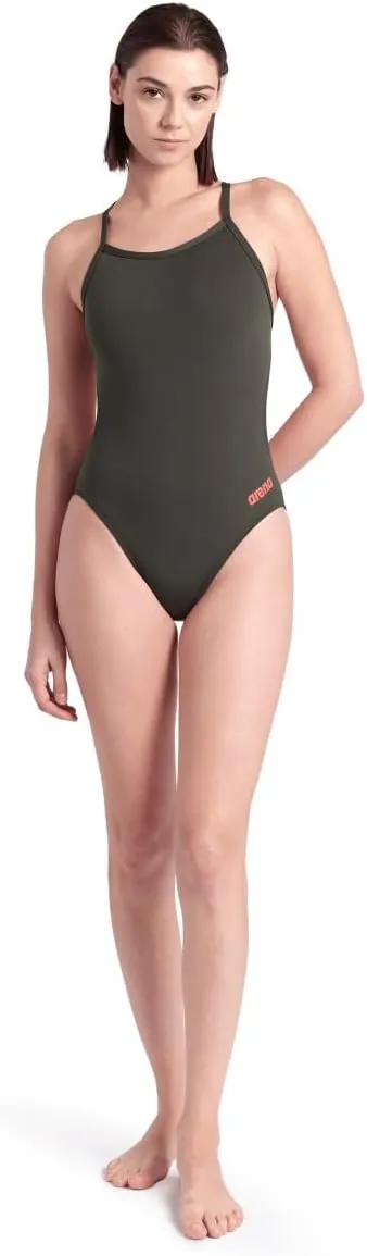 COSTUME ARENA DONNA INTERO PISCINA SWIMSUIT CHALLENGE SOLID SPALLINA STRETTA VERDE