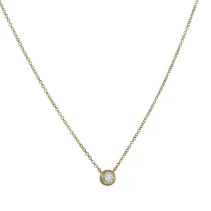 CP Collection -  Bezeled Diamond Solitaire Necklace in 14K Gold