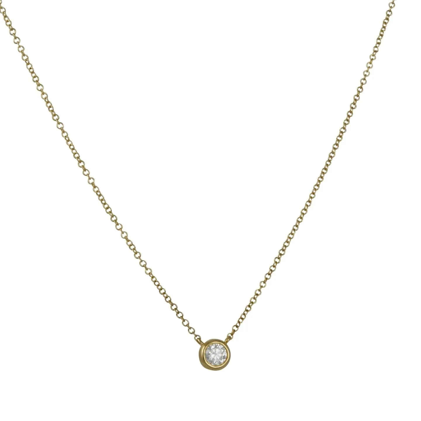 CP Collection -  Bezeled Diamond Solitaire Necklace in 14K Gold