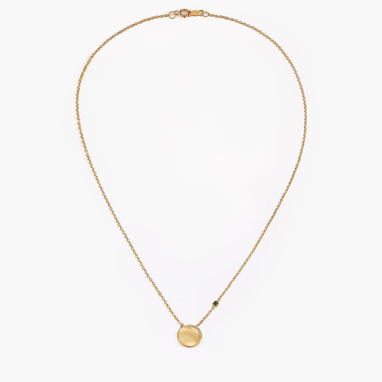 Crescent Moon Disc with Birthstone Necklace