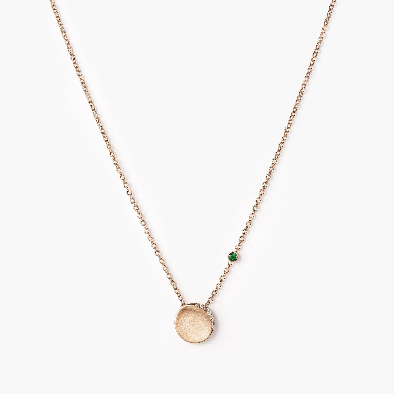 Crescent Moon Disc with Birthstone Necklace