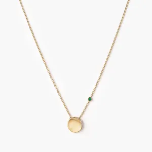 Crescent Moon Disc with Birthstone Necklace