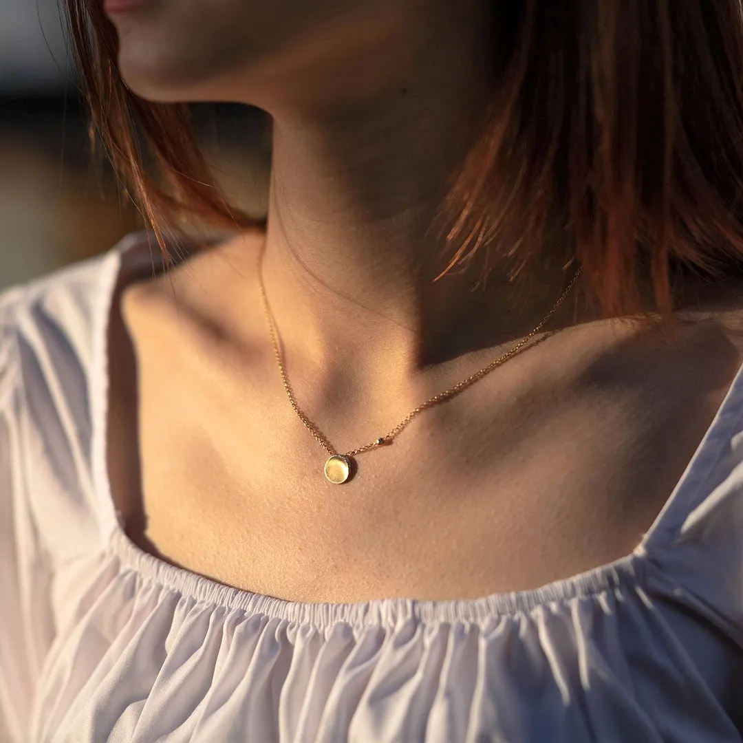 Crescent Moon Disc with Birthstone Necklace