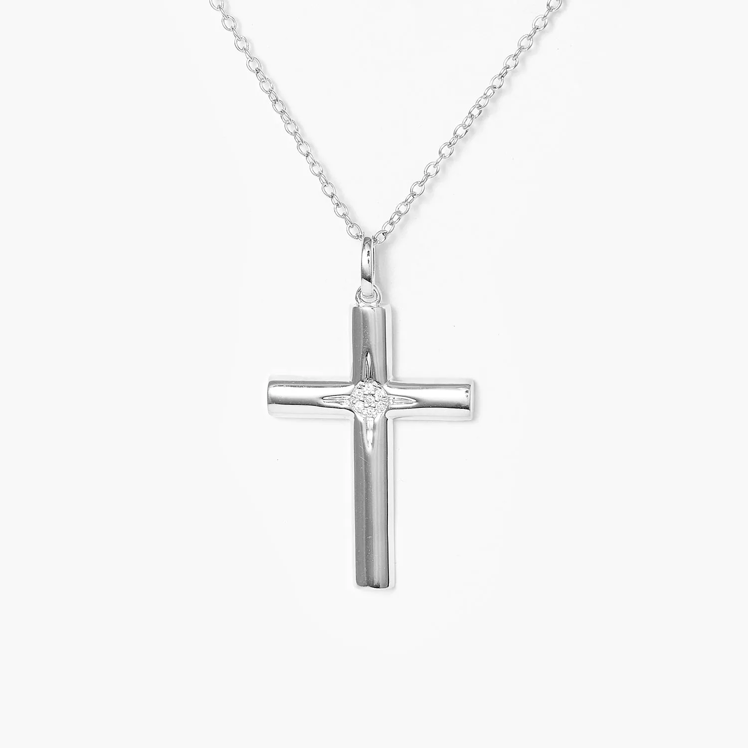 Cross star with diamond Accent cross pendant necklace