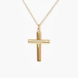 Cross star with diamond Accent cross pendant necklace