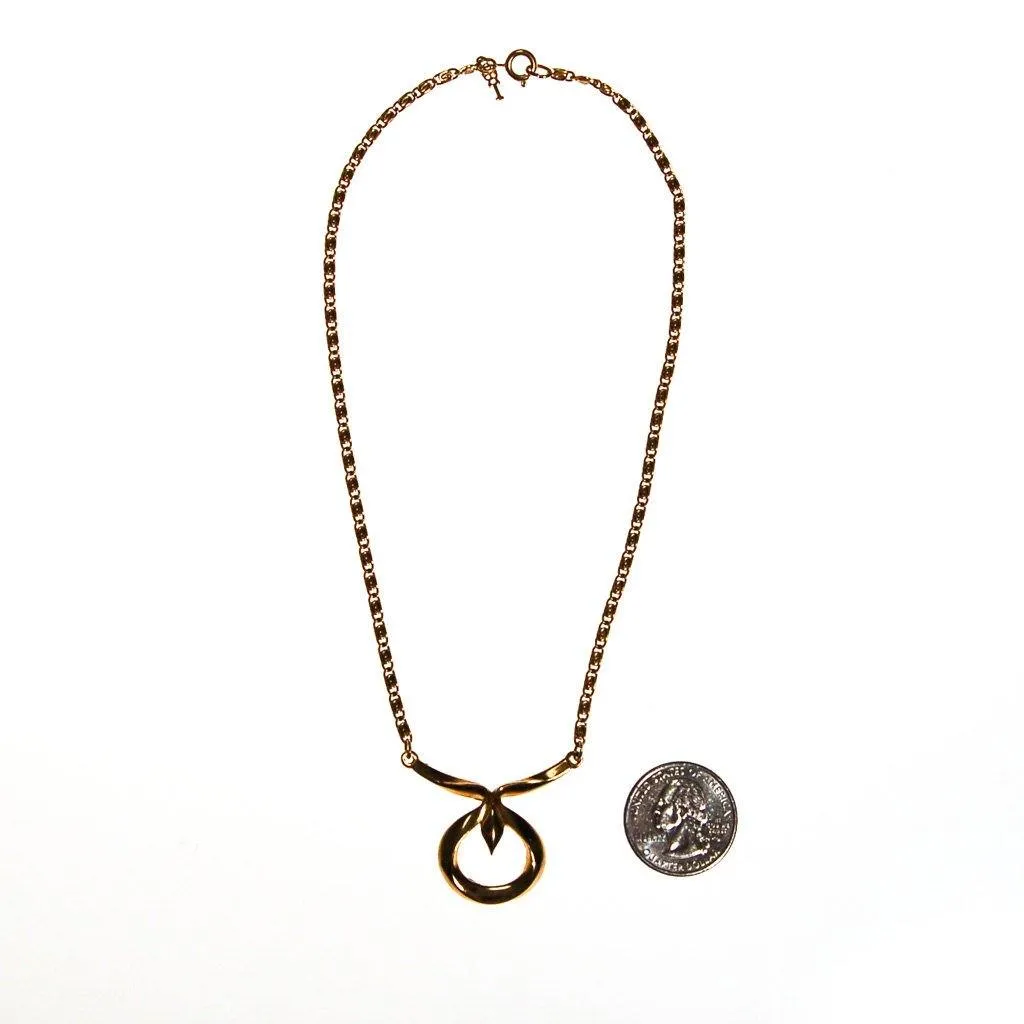 Crown Trifari Lotus Necklace, Gold Tone, Delicate Chain, Designer Vintage Jewelry, Orientalism, Asian Inspired