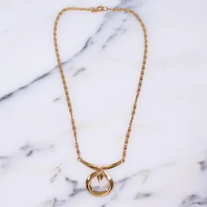 Crown Trifari Lotus Necklace, Gold Tone, Delicate Chain, Designer Vintage Jewelry, Orientalism, Asian Inspired