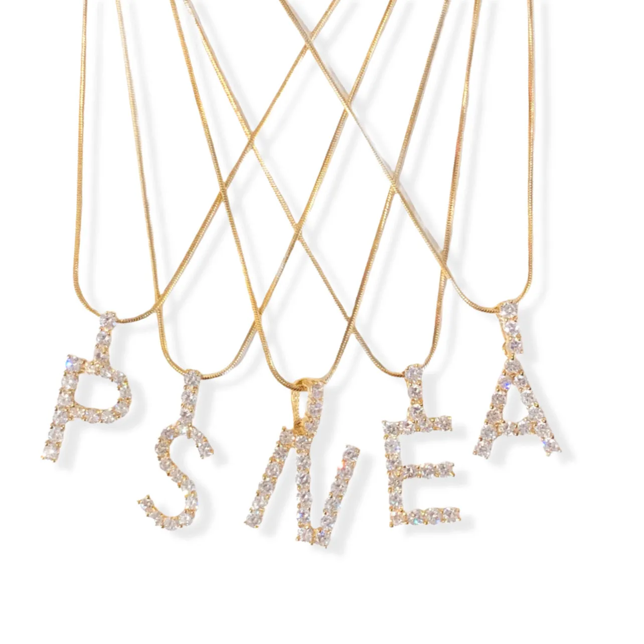 CRYSTAL GOLD INITIAL necklace