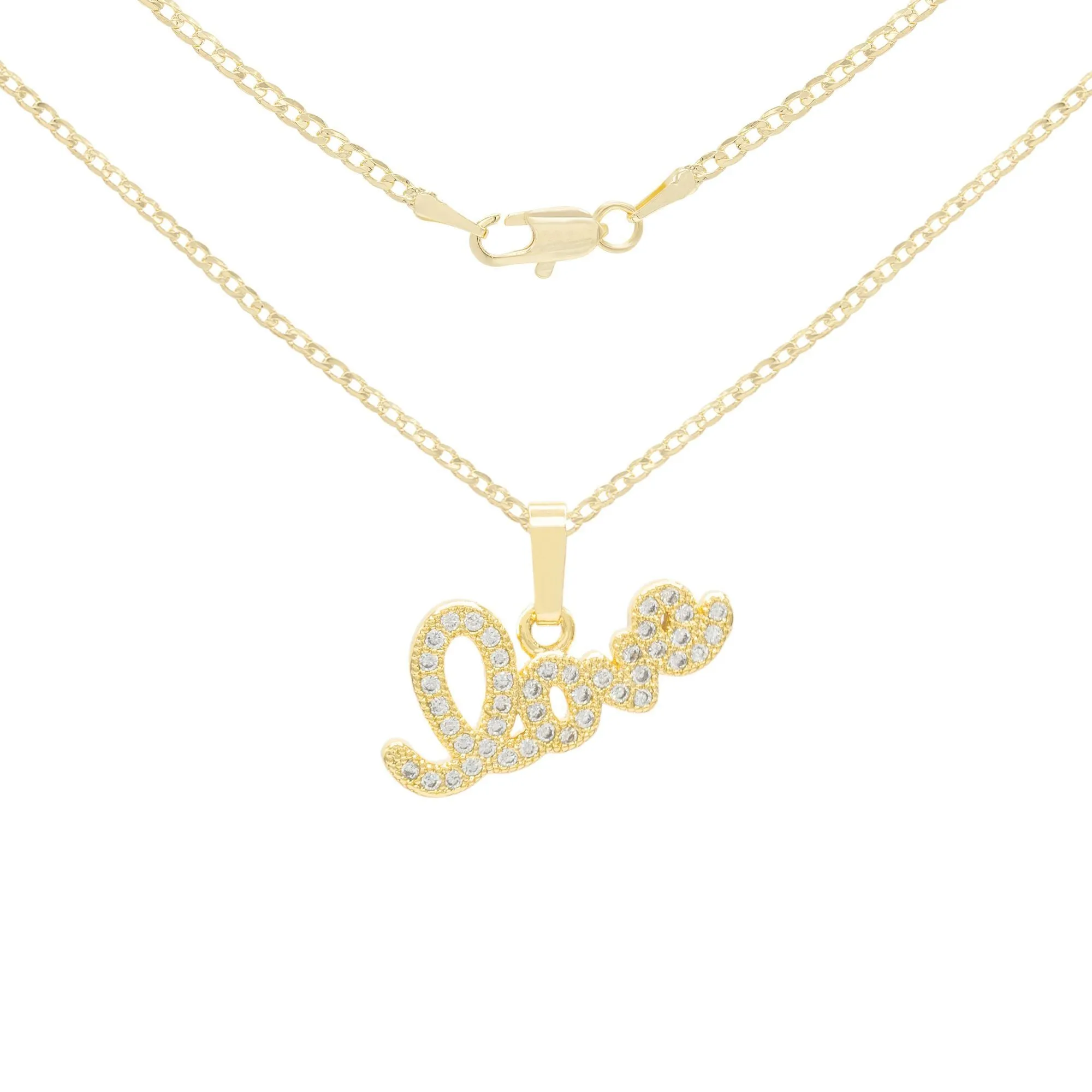 Cubic Zirconia 14K Gold Filled Flying Love Pendant Necklace Set