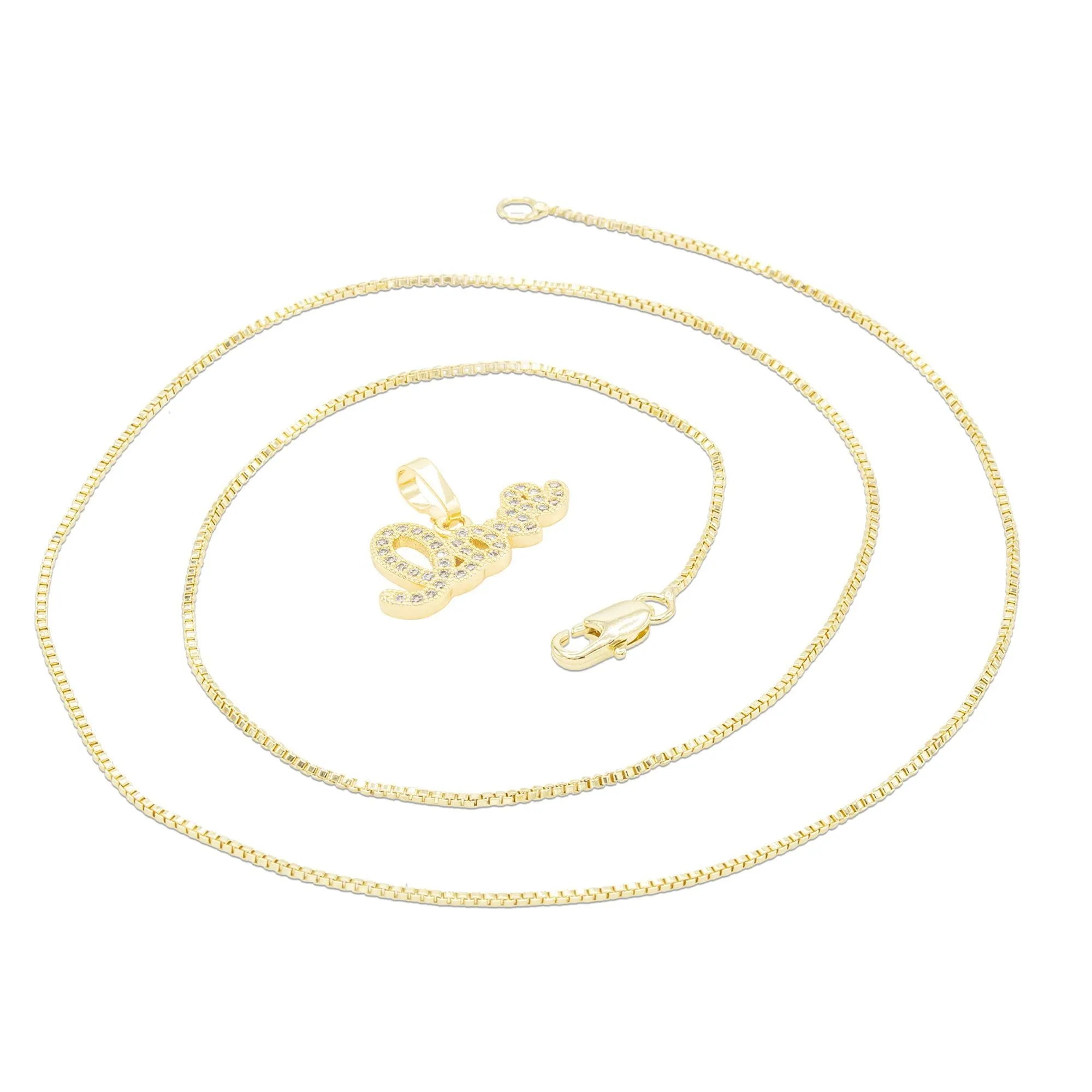 Cubic Zirconia 14K Gold Filled Flying Love Pendant Necklace Set