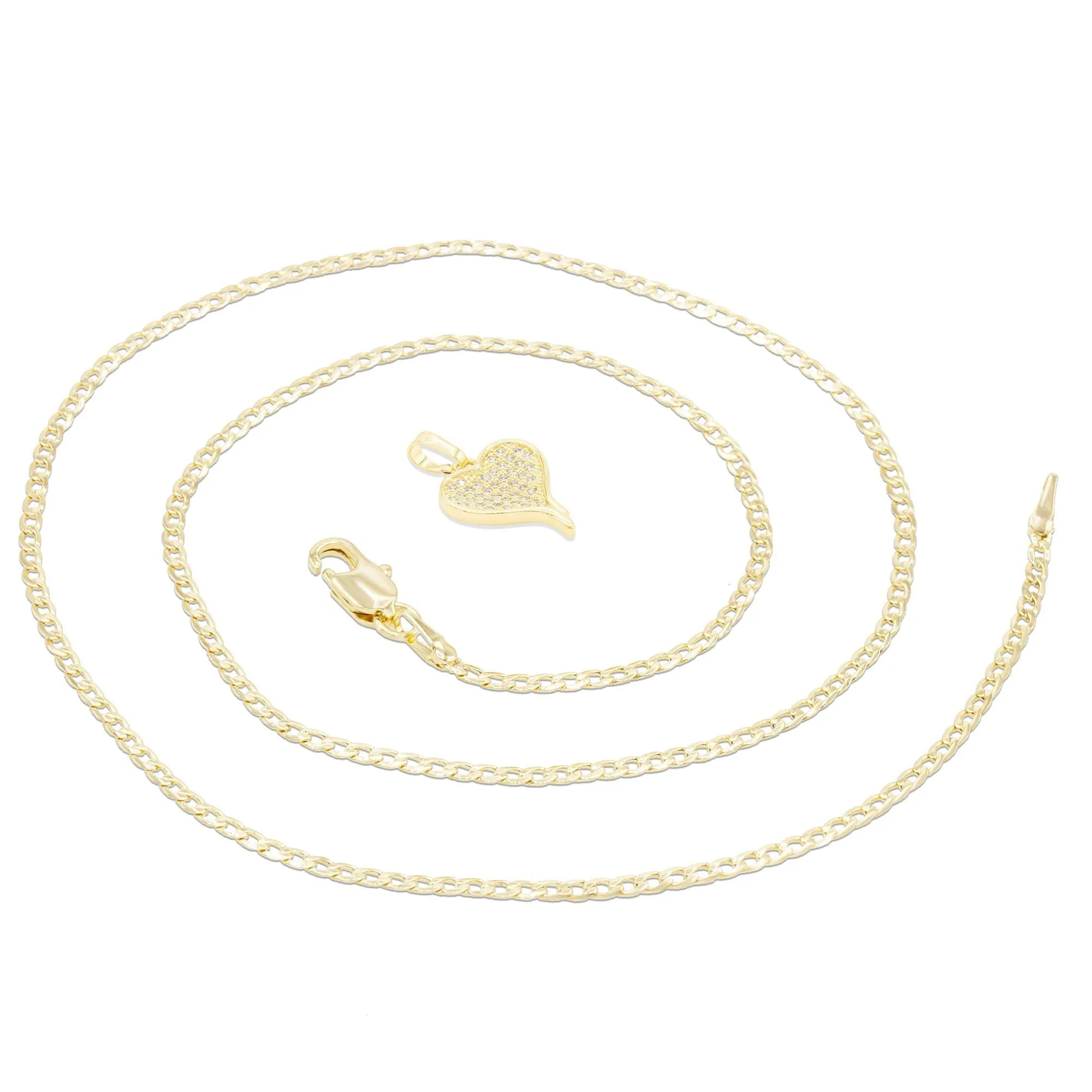 Cubic Zirconia 14K Gold Filled Heart Drip Pendant Necklace Set