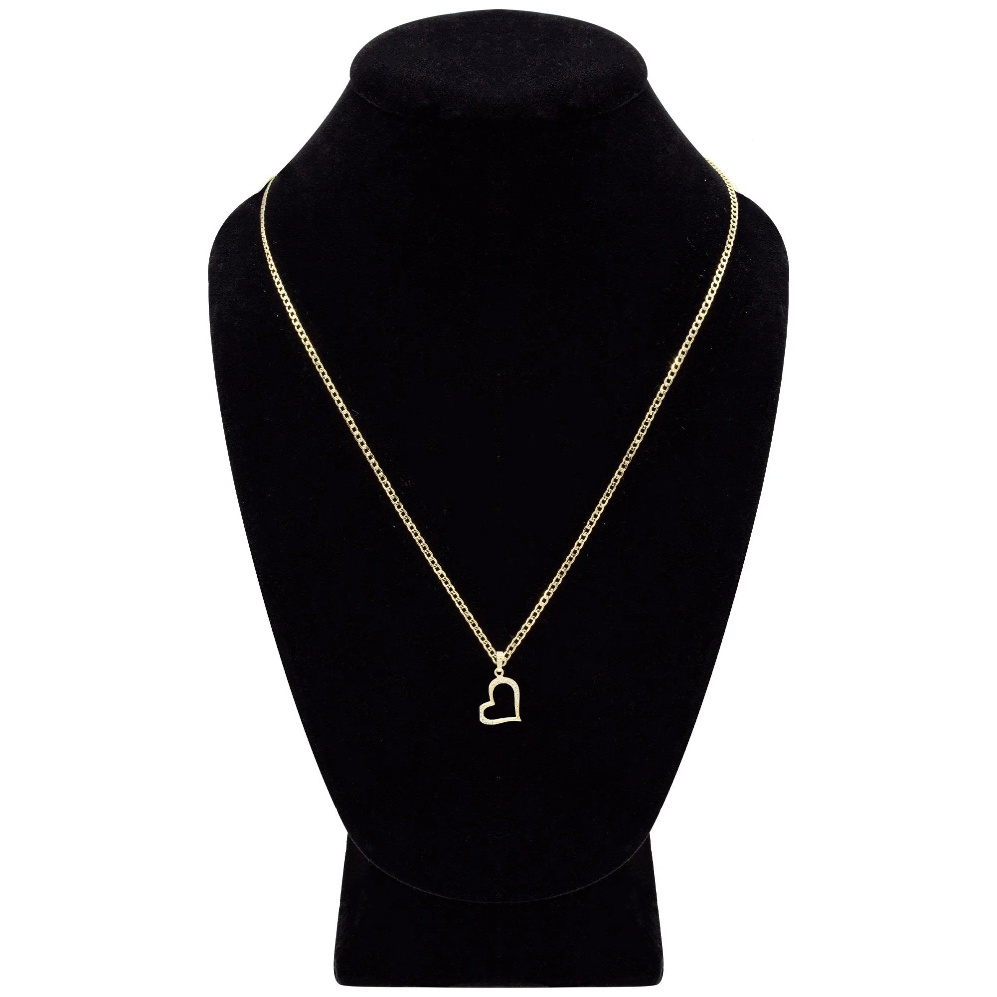 Cubic Zirconia 14K Gold Filled Heart Subtle Pendant Necklace Set