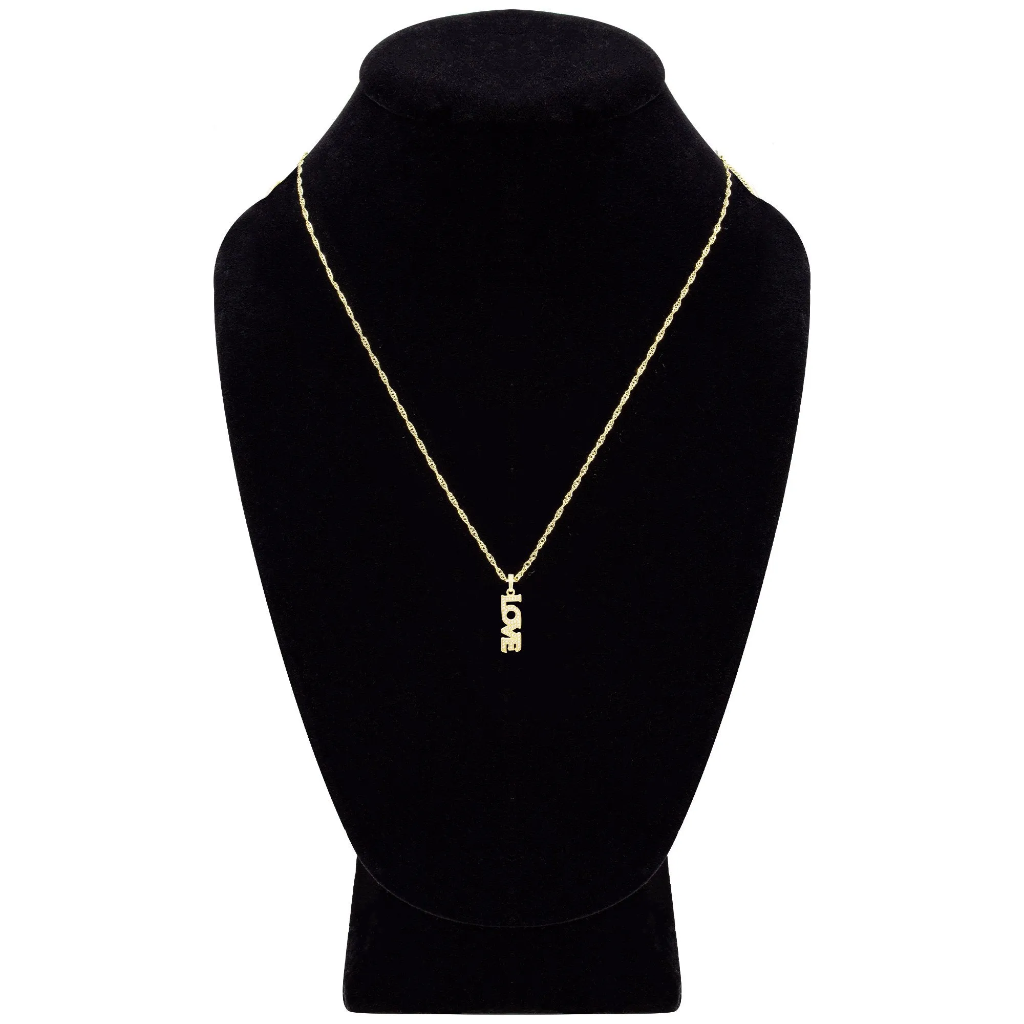 Cubic Zirconia 14K Gold Filled Long Love Pendant Necklace Set