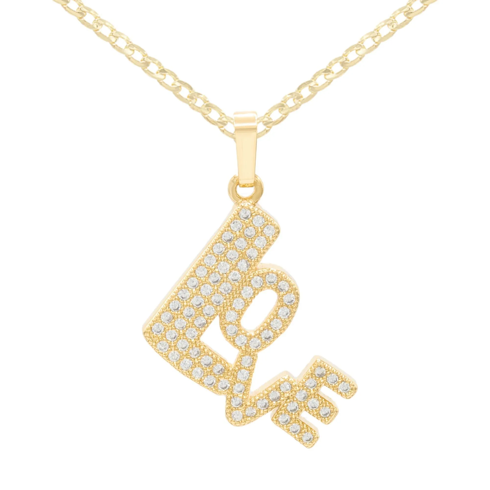 Cubic Zirconia 14K Gold Filled Love Pendant Necklace Set