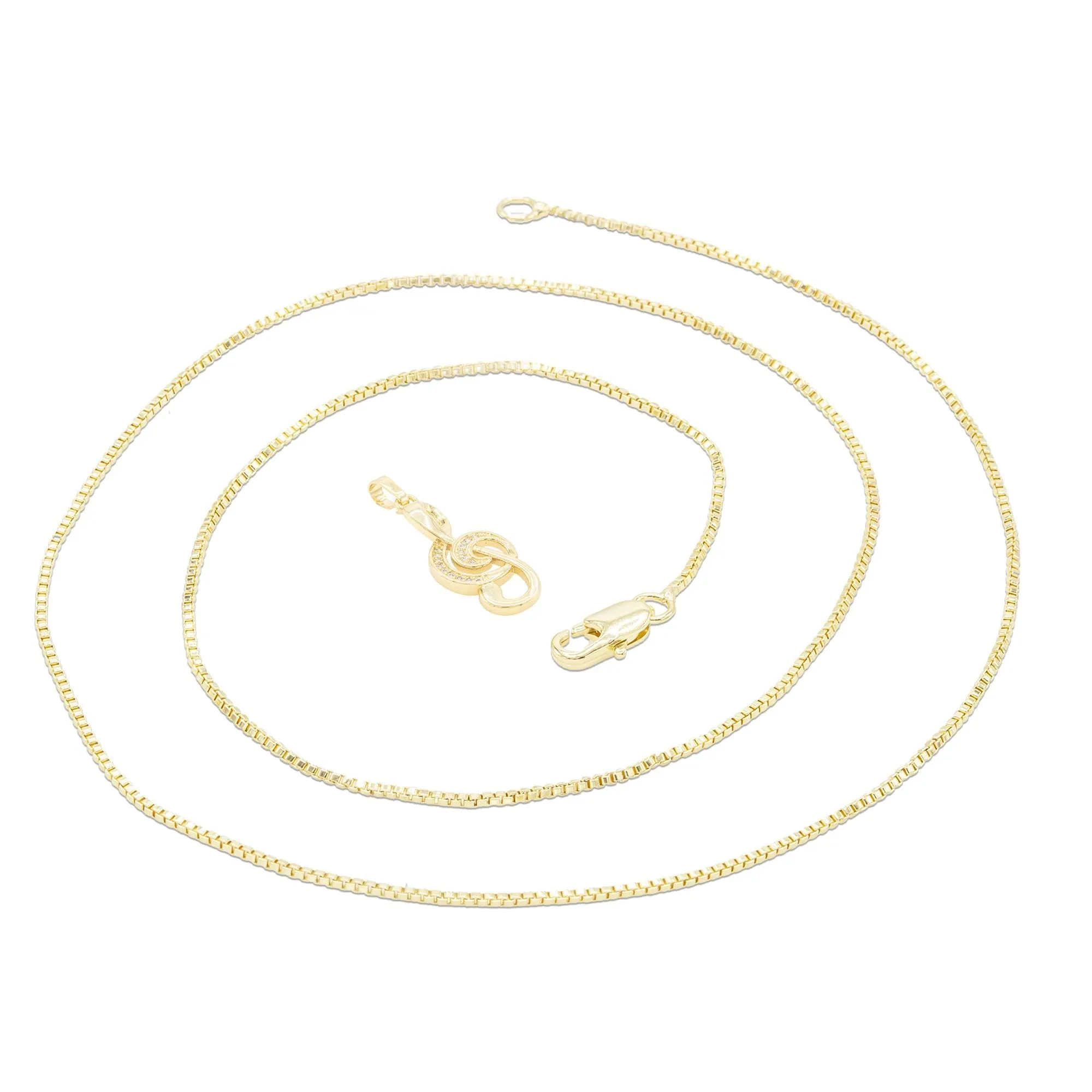 Cubic Zirconia 14K Gold Filled Music Note Pendant Necklace Set