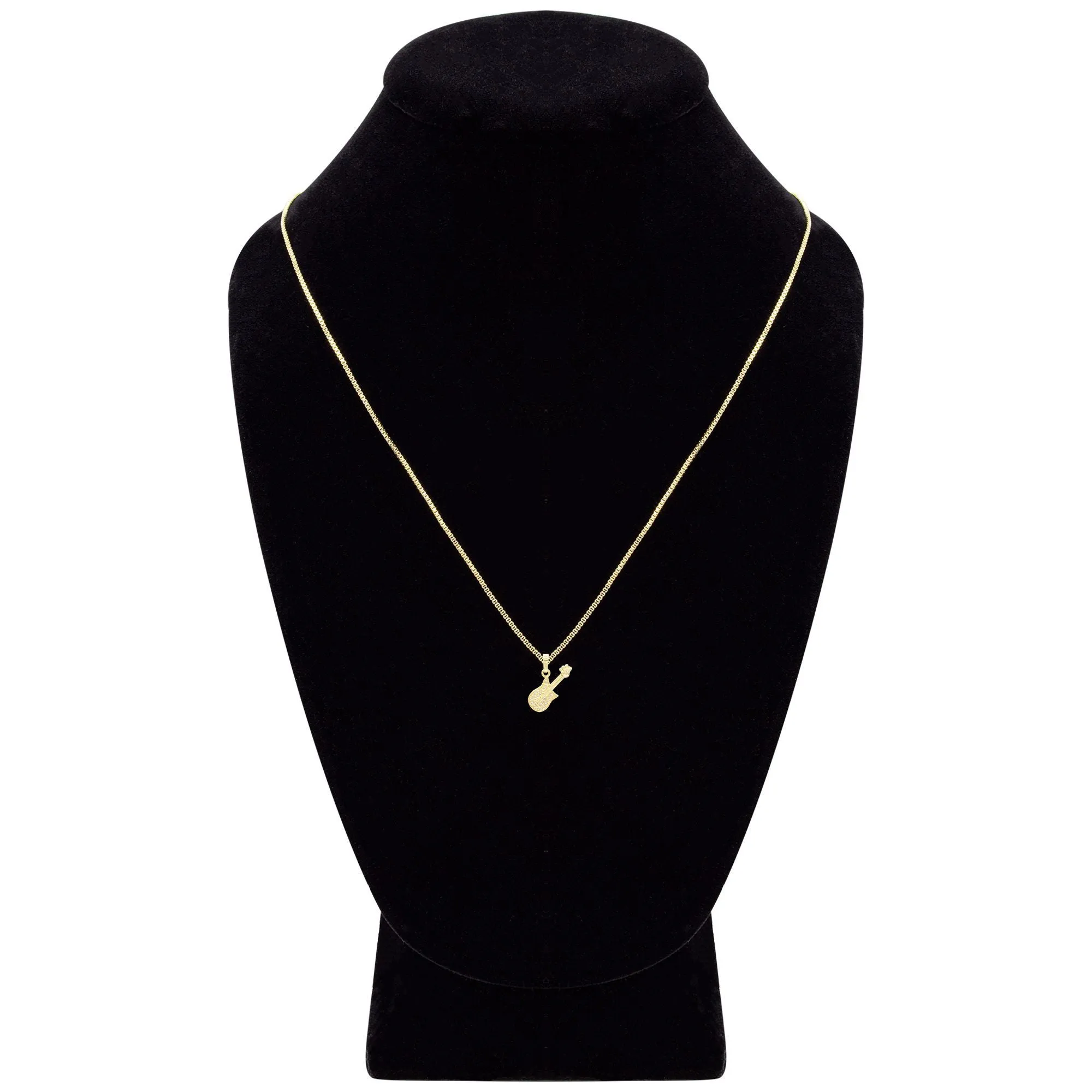 Cubic Zirconia 14K Gold Filled Rock Guitar Pendant Necklace Set