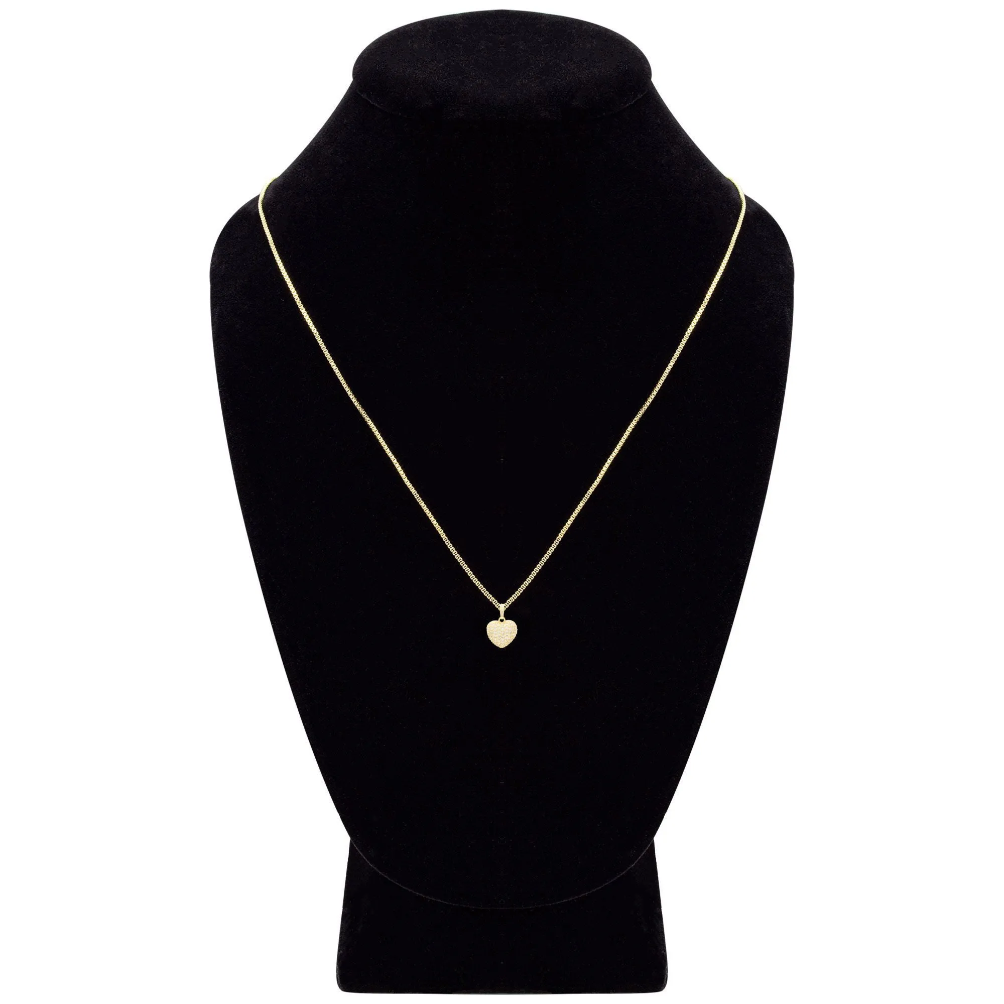Cubic Zirconia 14K Gold Filled Voluminous Heart Pendant Necklace Set