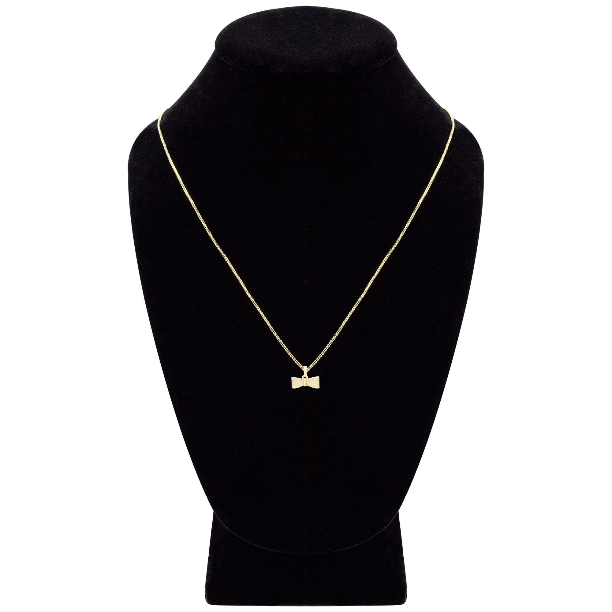 Cubic Zirconia Bow Tie Pendant 14K Gold Filled Necklace Set