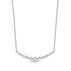 Curved Diamond Bar Necklace in 18K White Gold