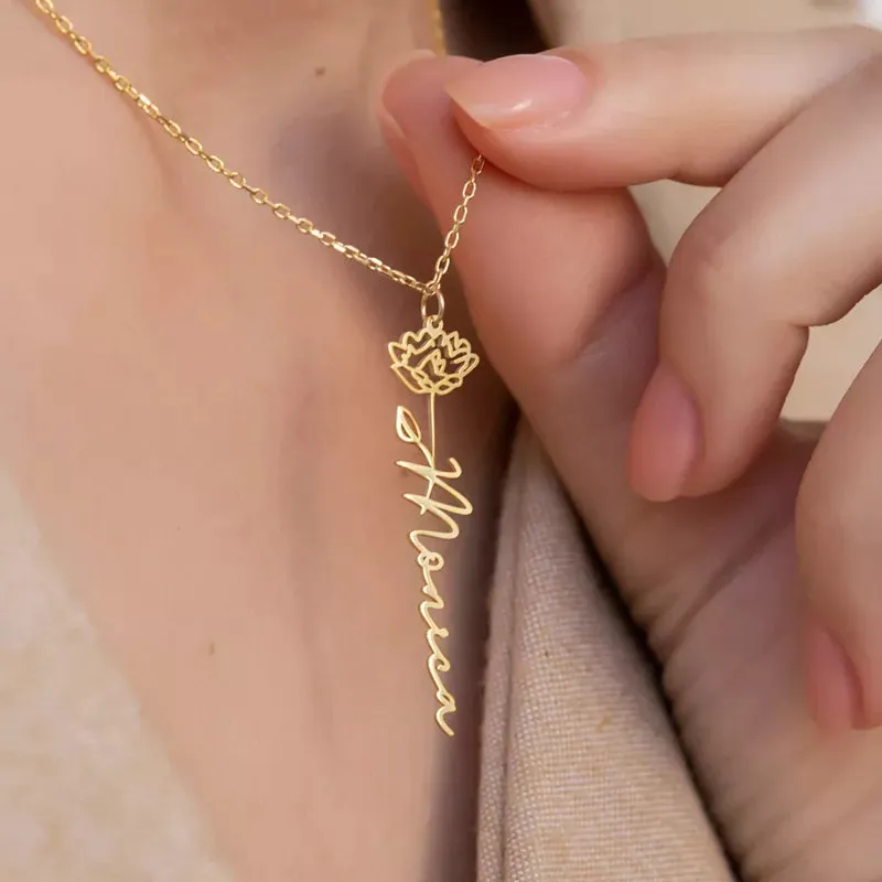 Custom Birth Month Flower Necklace