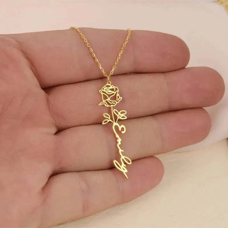 Custom Birth Month Flower Necklace