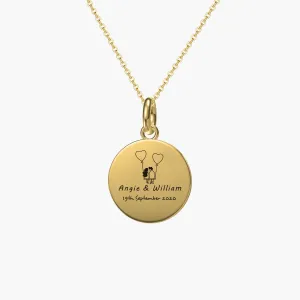 Custom Initial Necklace Personalized Disc Pendant Necklace