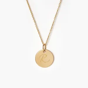 Custom Name letter delicate disc Initial pendant necklace