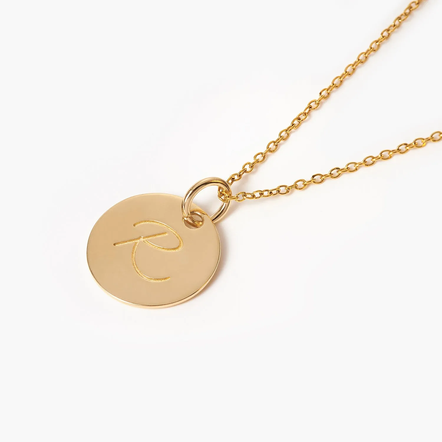 Custom Name letter delicate disc Initial pendant necklace