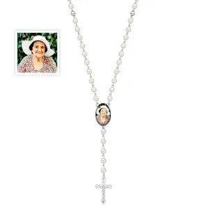 Custom Photo Rosary Beads Cross Necklace