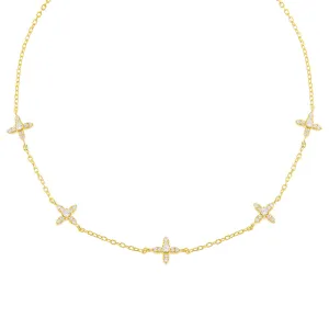 CZ 4 Petal Flower Choker