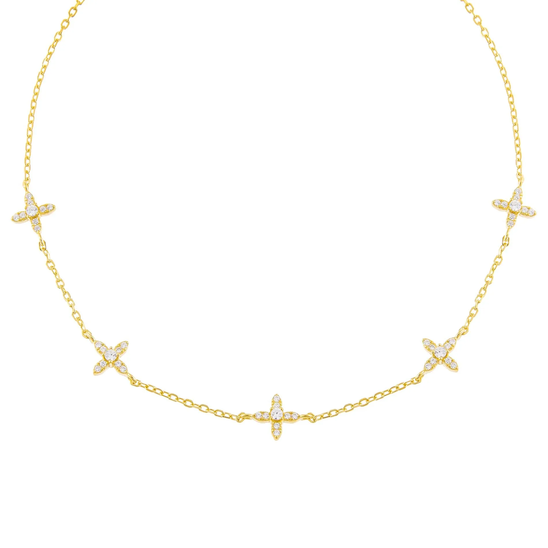 CZ 4 Petal Flower Choker