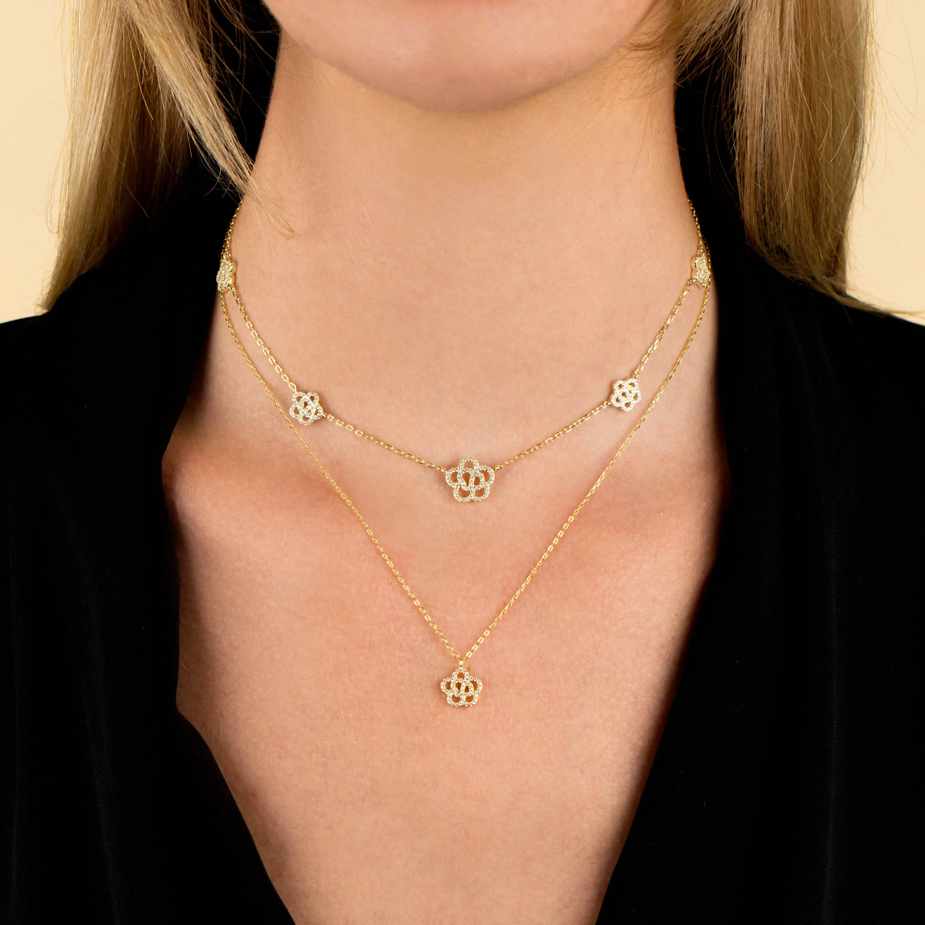 CZ Rose Flower Necklace