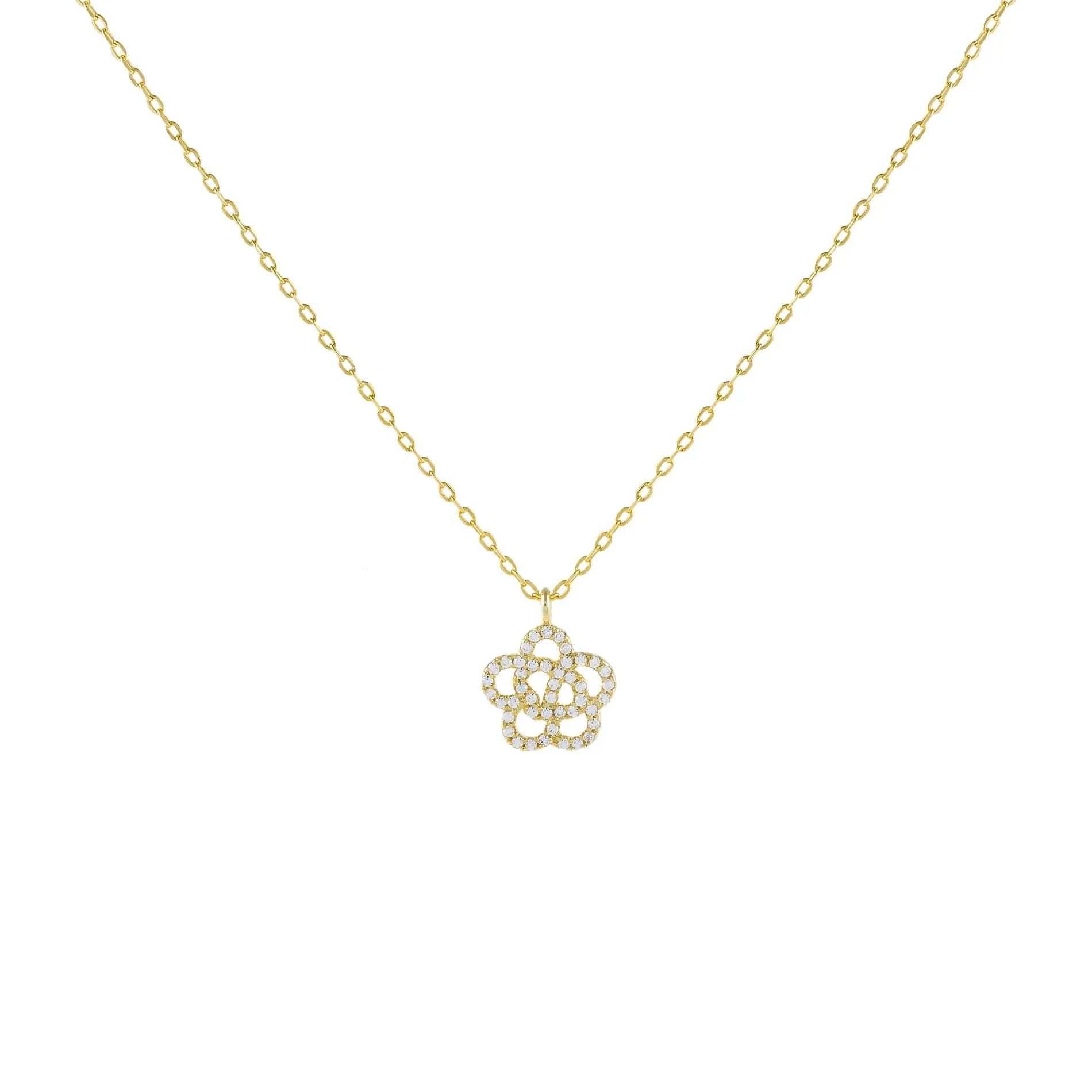 CZ Rose Flower Necklace