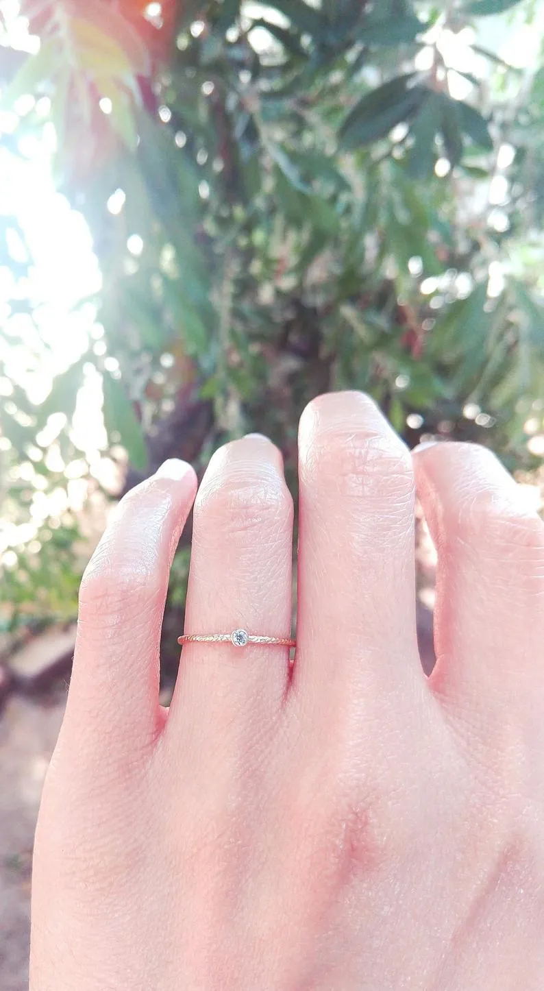 CZ Solitaire Sparkle Stacking Ring
