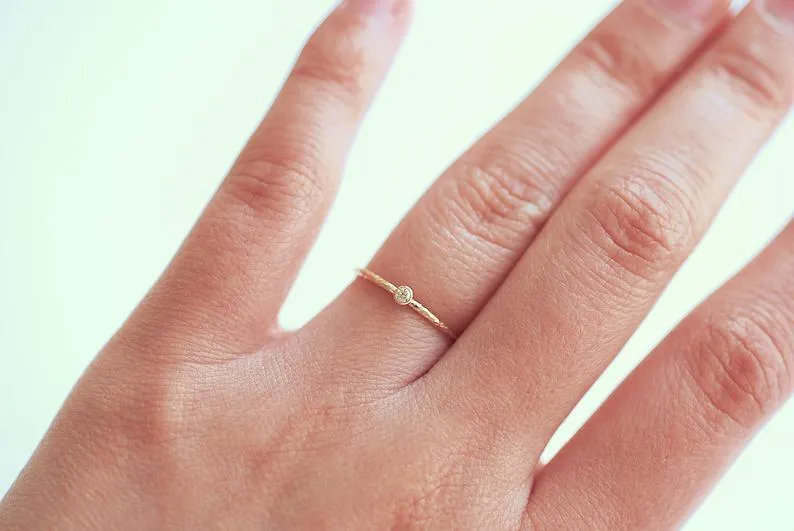 CZ Solitaire Sparkle Stacking Ring