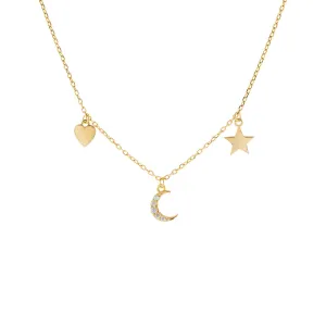 CZ X Solid Charms Necklace