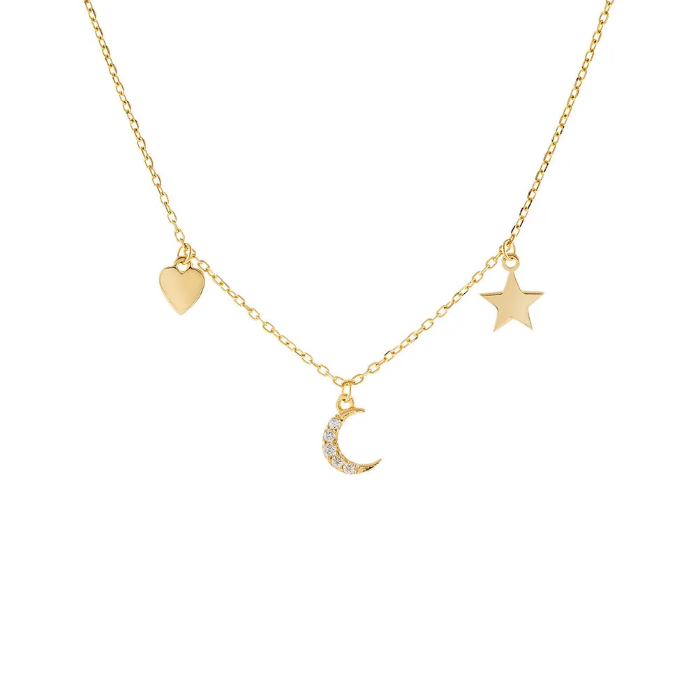 CZ X Solid Charms Necklace