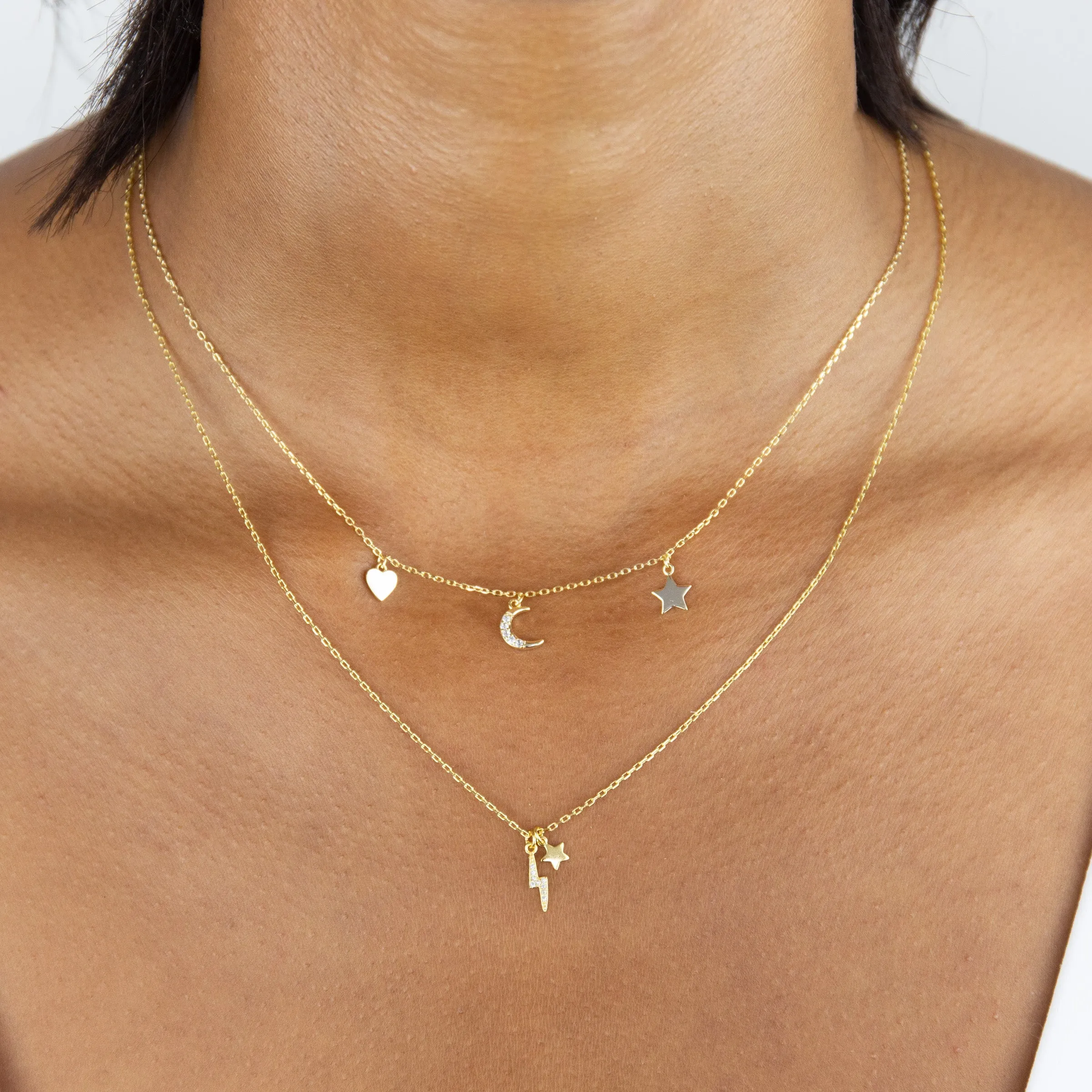 CZ X Solid Charms Necklace