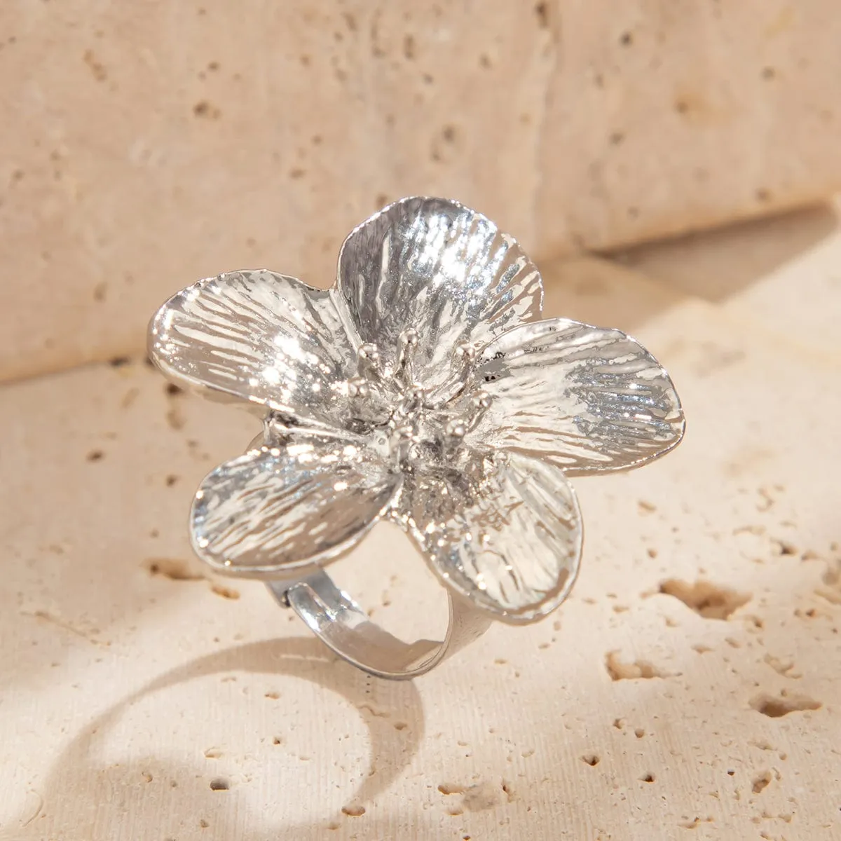 Delicate Gold Silver Plated Flower Ring