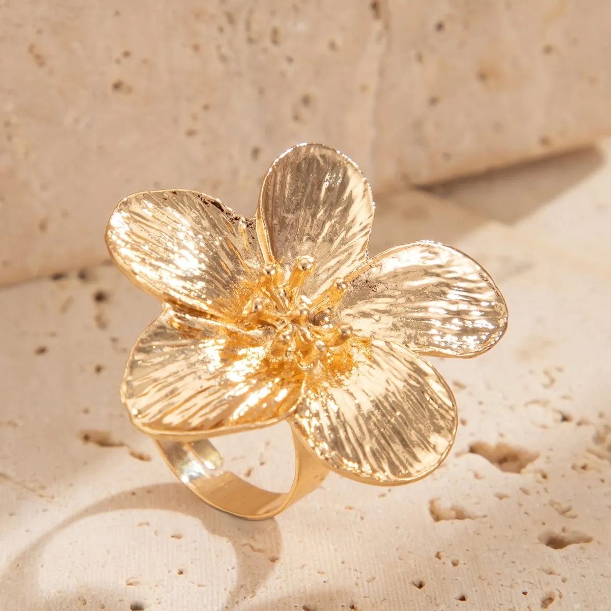 Delicate Gold Silver Plated Flower Ring